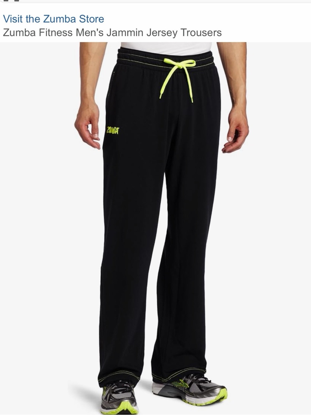 Zumba Fitness Men's Black Joggers with Neon Yellow Drawstring